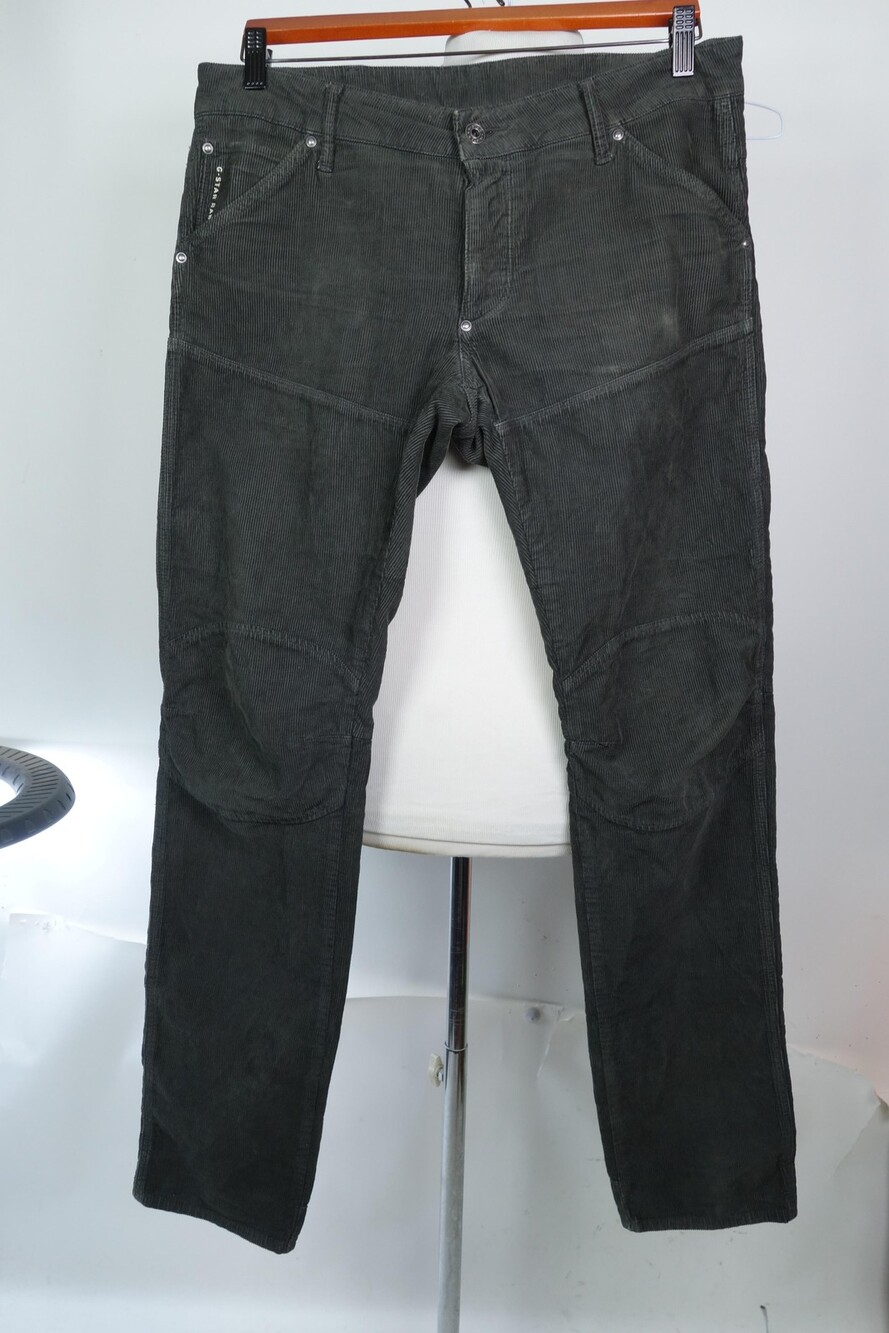 G-Star Raw 5620 3D Low Tapered Pants Mens 32x31 Gray Corduroy Chino Slim Fit